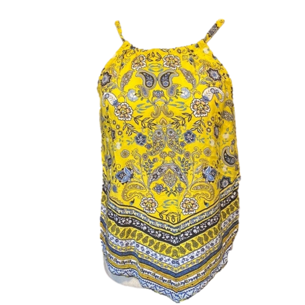 3/$18 Almost Famous Yellow Mixed Pattern Halter Top